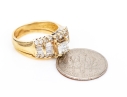 14k Radiant, Cut, Round And Baguette Diamond Ring With Attached Band, App. 1.02 TCW, Size 4.5