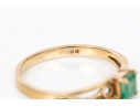 18k Yellow Gold Filigree Decorated Square Emerald Solitaire Ring, App. 0.27 CTS, Size 7