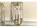 Elegant Pair Of Brass And Stone Girandole Candlesticks