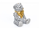 Rare Herend Hungary Porcelain Teddy Bear Ornament Figure, Black Fishnet Pattern
