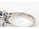 Platinum Beautiful Sapphire And Diamond Three Stone Ring, Size 5.75