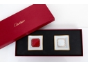 Cartier Pair Of Limoge Porcelain Trinket Trays, With Box