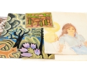 Collection Of A Variety Of Watercolors With Willi Hartung And Two Color Prints 