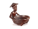 Carved Wooden Asian Figure Bowl
