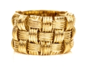 18k Yellow Gold Stunning Ultra Wide Woven Flexible Band Ring, Size 6, Please See Note
