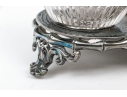 English Silver Plated Inkwell With Two Crystal Inkwells