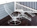 Outdoor Banana Lounge Chairs And Side Table, Likely Homecrest 