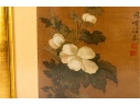 Framed Chinese White Blossom Watercolor On Silk 