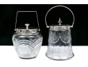 Two Antique Cut Glass And Silverplate Biscuit Jars