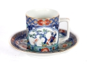 Japanese Imari-Style Porcelain Teacup And Saucer With Children/Floral Motifs