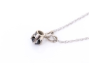 10k White Gold Black Diamond Solitaire Pendant, With Gold Chain