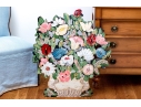 Antique Whimsical Hand-painted Tole Floral Bouquet Form Easel Back Fire Screen