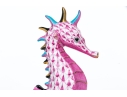 Herend Hand Painted Pink Fishnet Seahorse Figure 