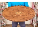 Antique Marquetry And Satinwood Banded Twin Handled Oval Tray