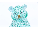 Herend Hungary Hand-Painted Bear Figure, Green Fishnet Pattern