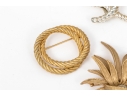 Collection Of Fashion And Limoge Brooches, Necklace And Two Jewelry Boxes