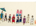 Framed Korean Folk Art Painting On Rice Paper