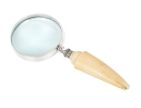 Fine Antique Magnifying Glass With Silverplate Mount On Bone