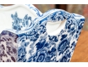Decorative Blue And White Footed Twin Handled Cachepot