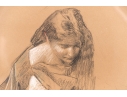 Lenni Royer Signed Mixed Media On Brown Paper, Portrait Of A Woman
