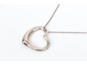 Tiffany & Co. Sterling Elsa Peretti Large Open Heart Pendant, With Chain