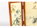 Miniature Chinese Hand-Painted Silk Folding Table Screen