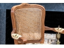 French Louis XV Style Upholstered Fauteuil With Cane Back