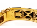 La Triomphe 18k Yellow Gold Stunning Vintage Black Onyx And Pave Diamond Bangle Bracelet