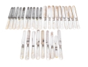 Set Of Antique English Mother Of Pearl Handled Knives, 28 Pieces