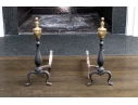 Pair Of Brass And Iron Andirons