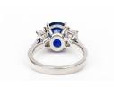 Platinum Beautiful Sapphire And Diamond Three Stone Ring, Size 5.75