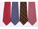 Four Beautiful Salvatore Ferragmo Mens Silk Neck Ties, Made In Italy 