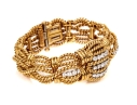 David Webb 18k Yellow Gold Stunning Vintage Diamond Set Rope Motif Bracelet, With Hidden Watch
