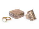 Collection Of Three Sterling Silver Pieces, Including Two Rings And A Pill Box