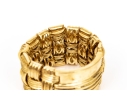 18k Yellow Gold Stunning Ultra Wide Woven Flexible Band Ring, Size 6, Please See Note