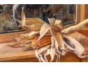 Oil On Canvas Painting Depicting A Man And Pheasant