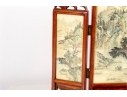 Miniature Chinese Hand-Painted Silk Folding Table Screen