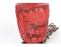 Vintage Carved Cinnabar Table Lamp