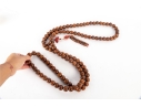 Long Strand Of Chinese Carved Wooden Prayer Beads