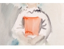 Signed Watercolor Painting, Girl In A Dress