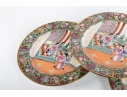 Set Of Three 19th C. Chinese Famille Rose Plates With Court Scenes