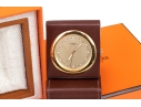 Hermes Diminutive Travel Alarm In Leather Case, Boxed