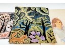 Collection Of A Variety Of Watercolors With Willi Hartung And Two Color Prints 