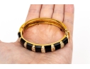La Triomphe 18k Yellow Gold Stunning Vintage Black Onyx And Pave Diamond Bangle Bracelet
