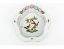 Herend Hungary Hand-Painted Porcelain Open Basket, Rothschild Bird (RO) Pattern