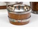 Five Piece Antique English Oak And Silverplate Salt And Condiment Set