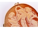 9k Yellow Gold Lovely Three Grace Motif Carved Cameo Brooch/pendant