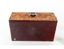 Antique Chinese Red And Gilt Lacquered Wood Storage Box With Brass Hardware