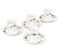 Set Of Four English Royal Doulton “Larchmont” Demitasse Cups And Saucers