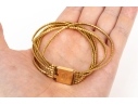 14k Yellow Gold Fun Vintage Flexible Multi Strand Omega Style Bracelet